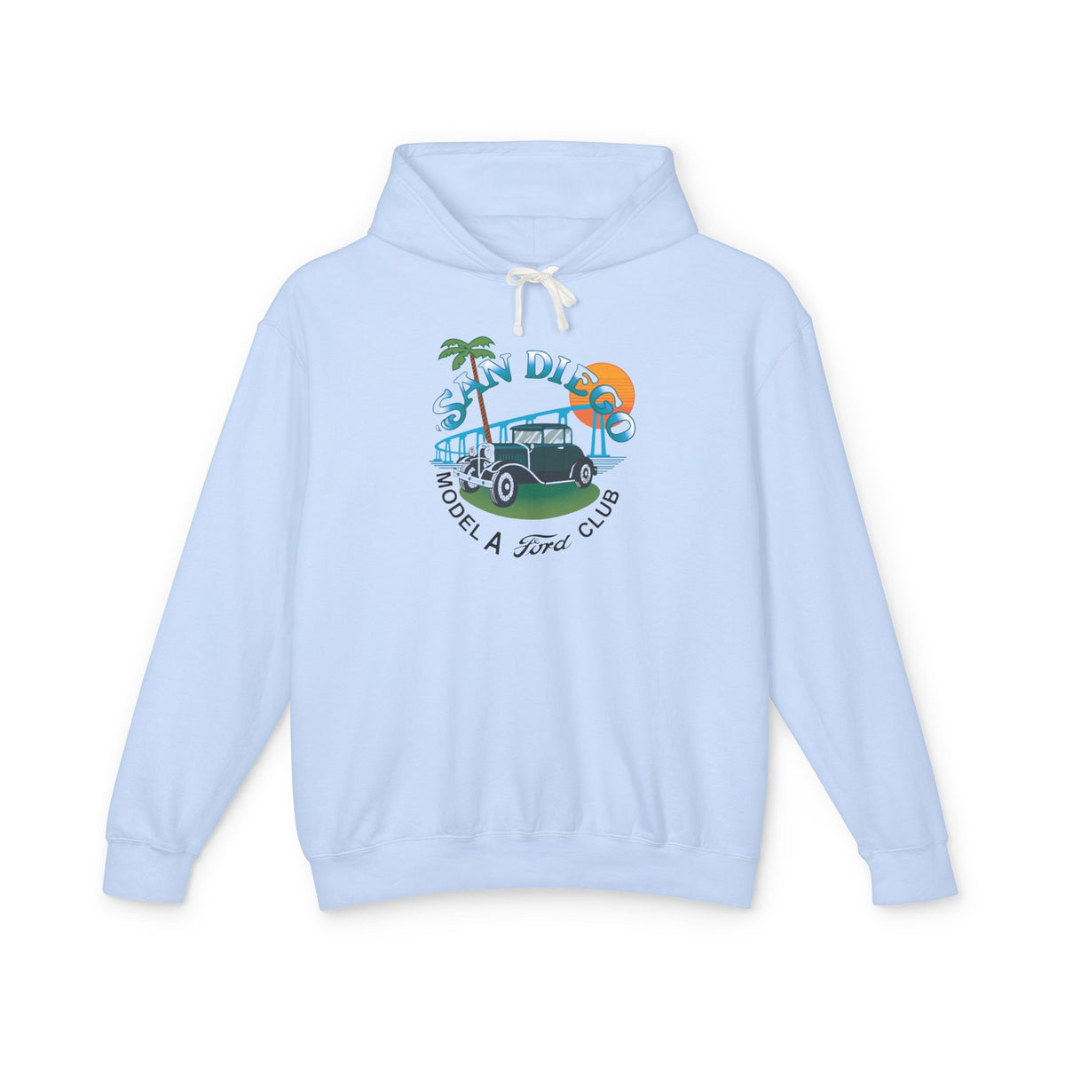 San Diego Model A Ford Club Hoodie — Unisex Lightweight Hooded Sweatshirt