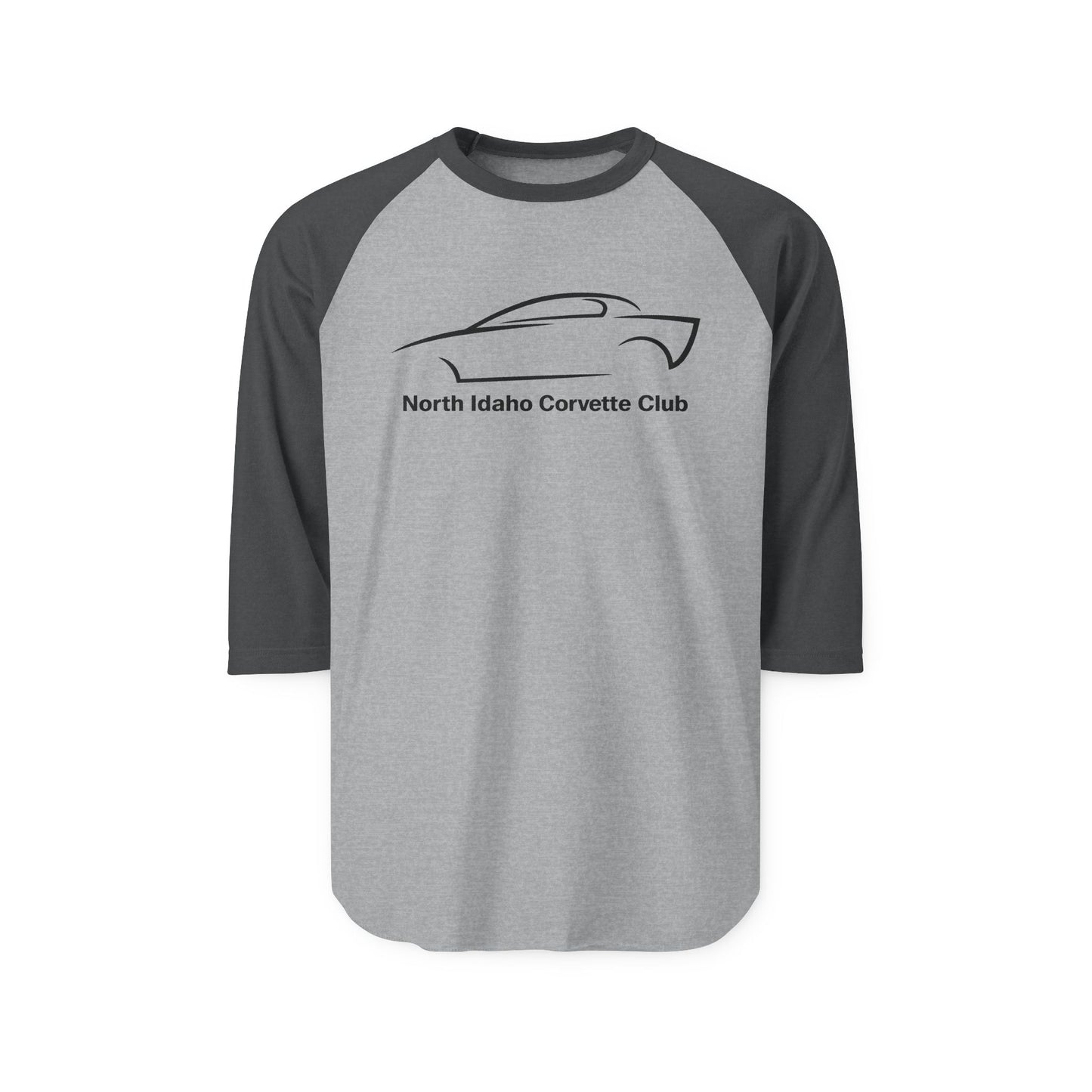 North Idaho Corvette Club Raglan Shirt — 3/4 Sleeve Car Club Tee