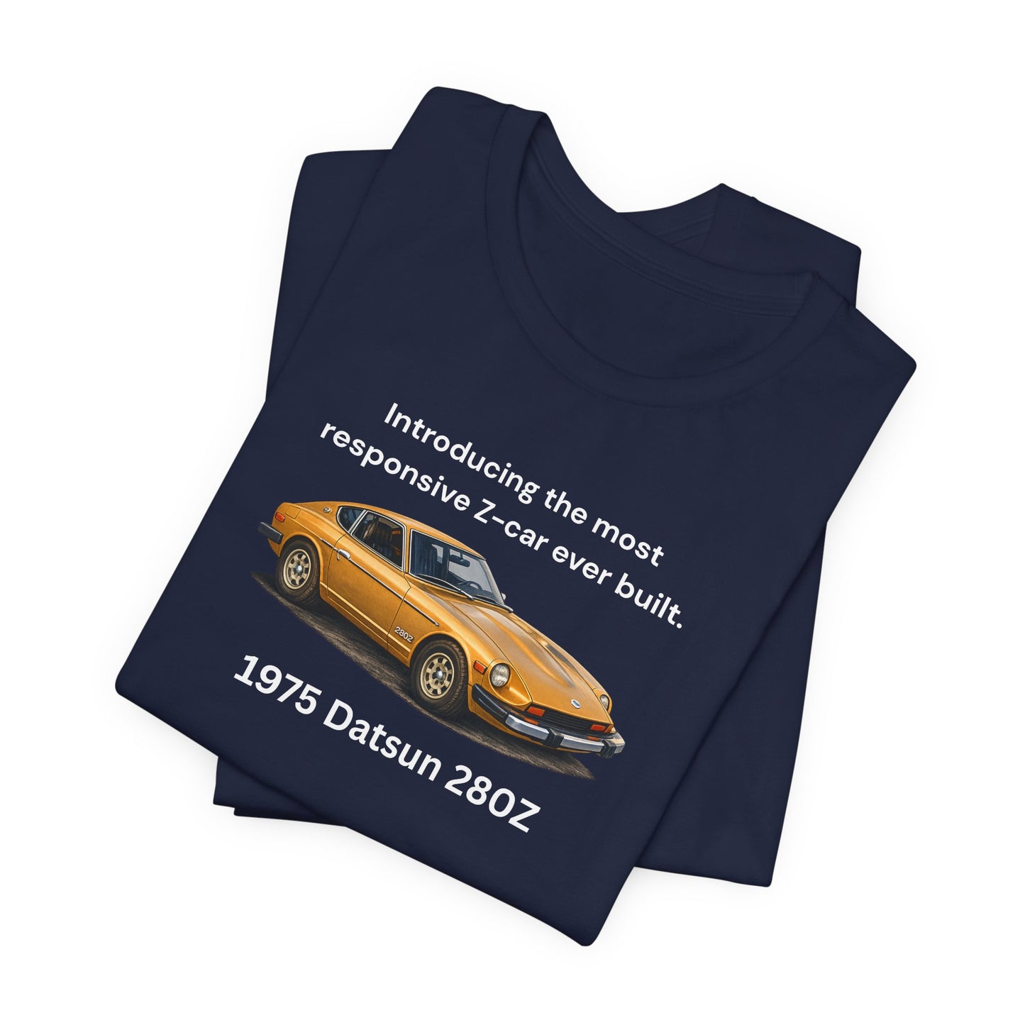 1975 Datsun 280Z Tee — "Most Responsive Z-Car Ever Built" Classic Car T‑Shirt White Lettering