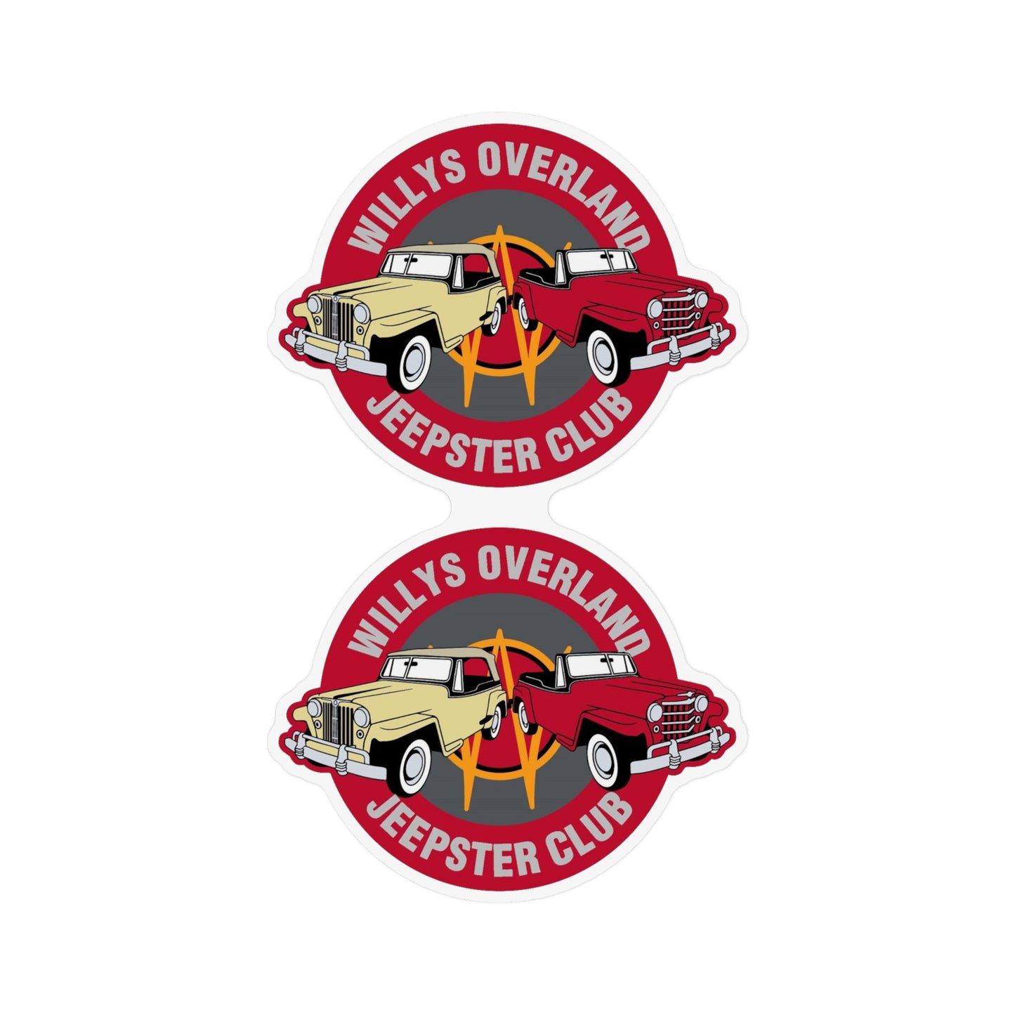 Willys Overland Jeepster Club Two Custom Shape Large Magnets — Great for Cars and Trailers!