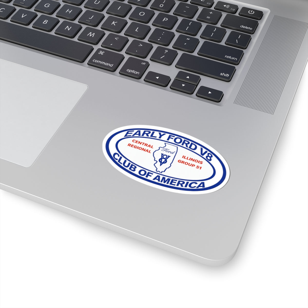 Early Ford V8 Club of America Oval Sticker — Central Illinois Group 51 Kiss-Cut