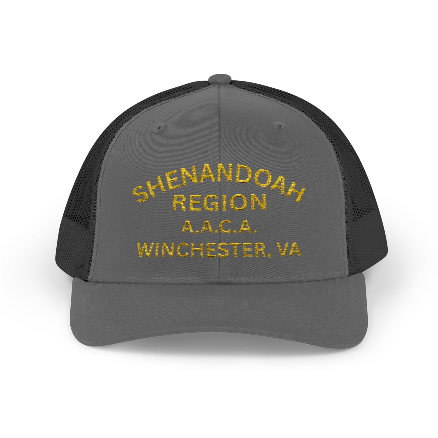 Shenandoah Region Embroidered Trucker Cap — "Shenandoah Region A.A.C.A. Winchester, VA" Mesh Snapback