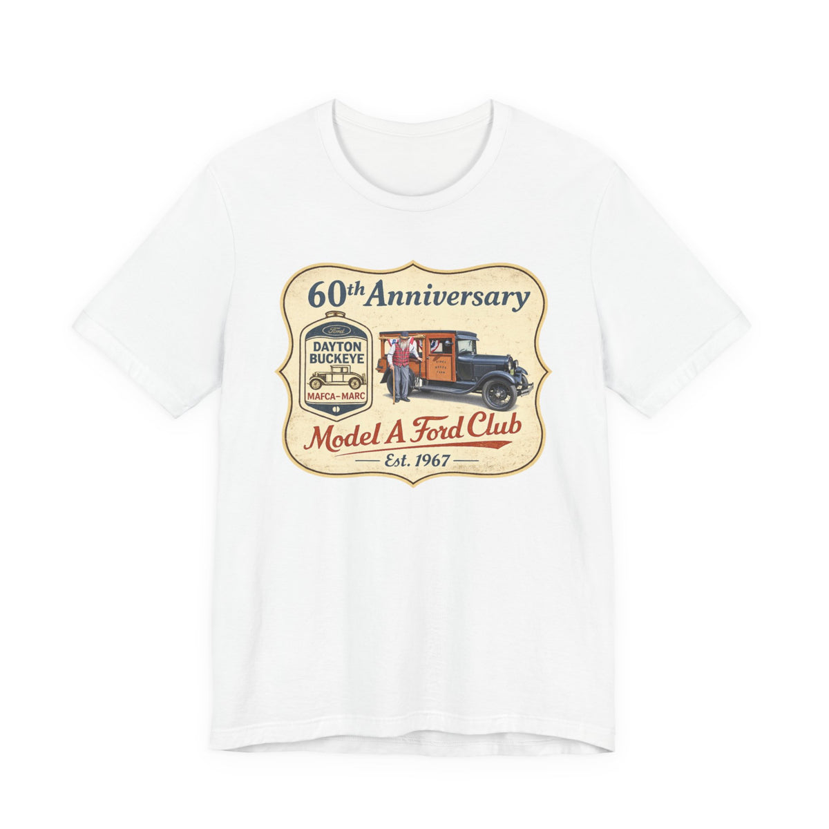 Dayton Buckeye Model A Ford Club 60th Anniversary Tee (Piney Wood Farm) - Unisex Soft Short Sleeve Tee