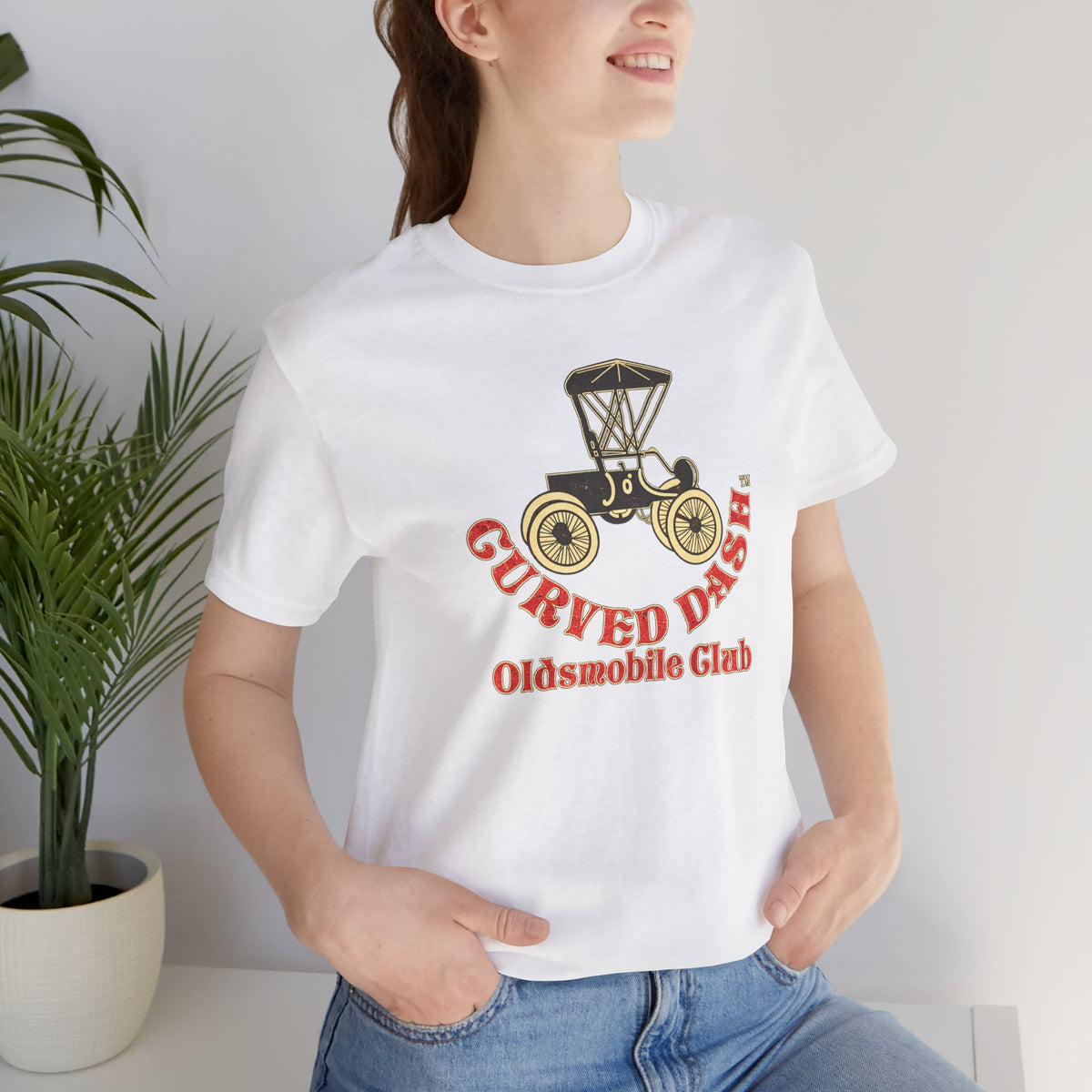 Curved Dash Oldsmobile Club Vintage Car T-Shirt - Unisex Soft Short Sleeve Tee