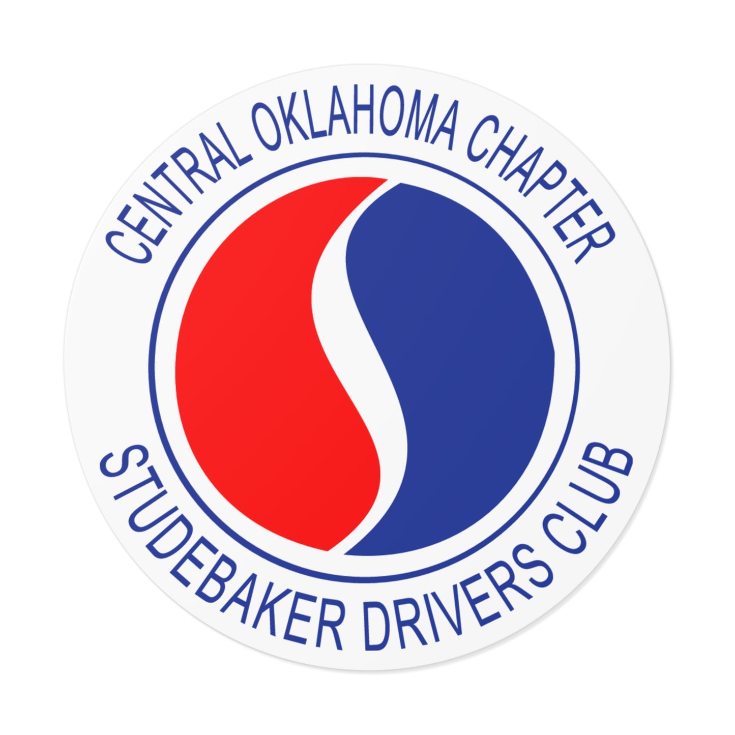 Central Oklahoma Chapter Studebaker Drivers Club Round Vinyl Sticker - Great for Windshields!