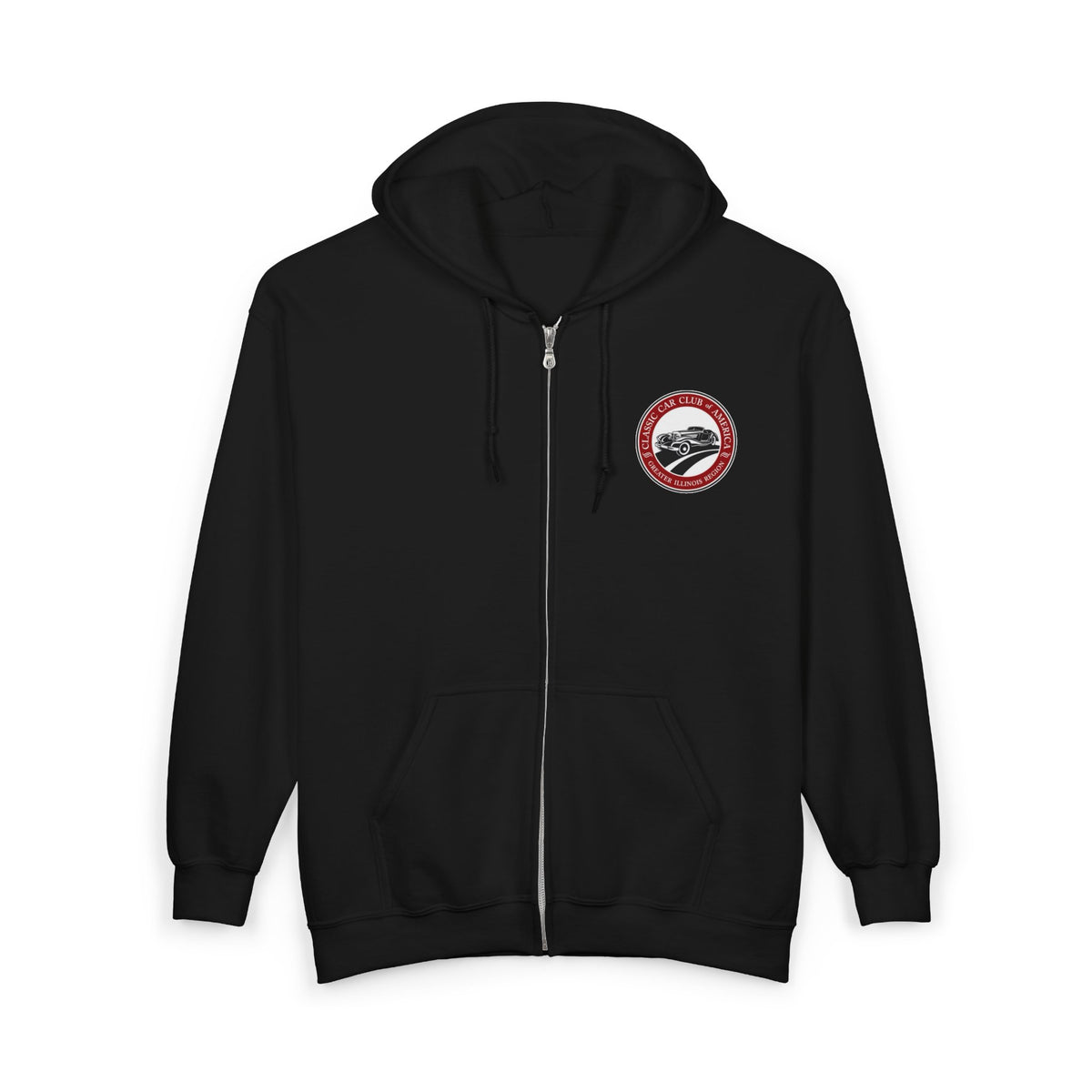 Classic Car Club of America Greater Illinois Region Classic Car Zip Hoodie — Front and Back Logos