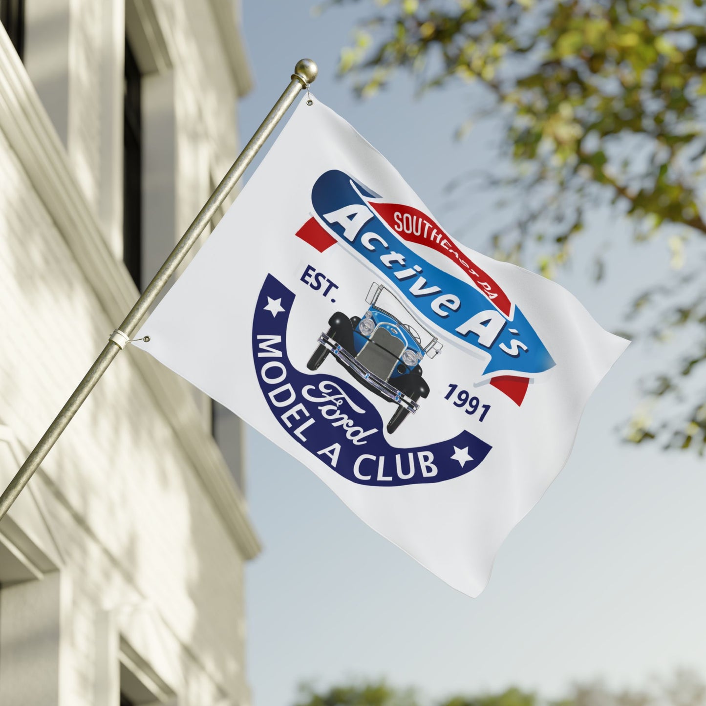 Active A's Ford Model A Club Double-Sided Flag — Southeast PA Active A's Ford Model A Club Banner (Est. 1991)