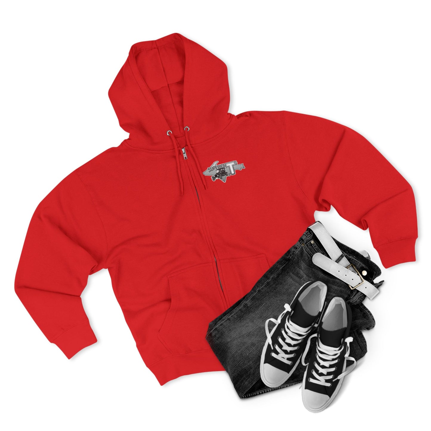 Superior T's Zip Hoodie — Front and back logos