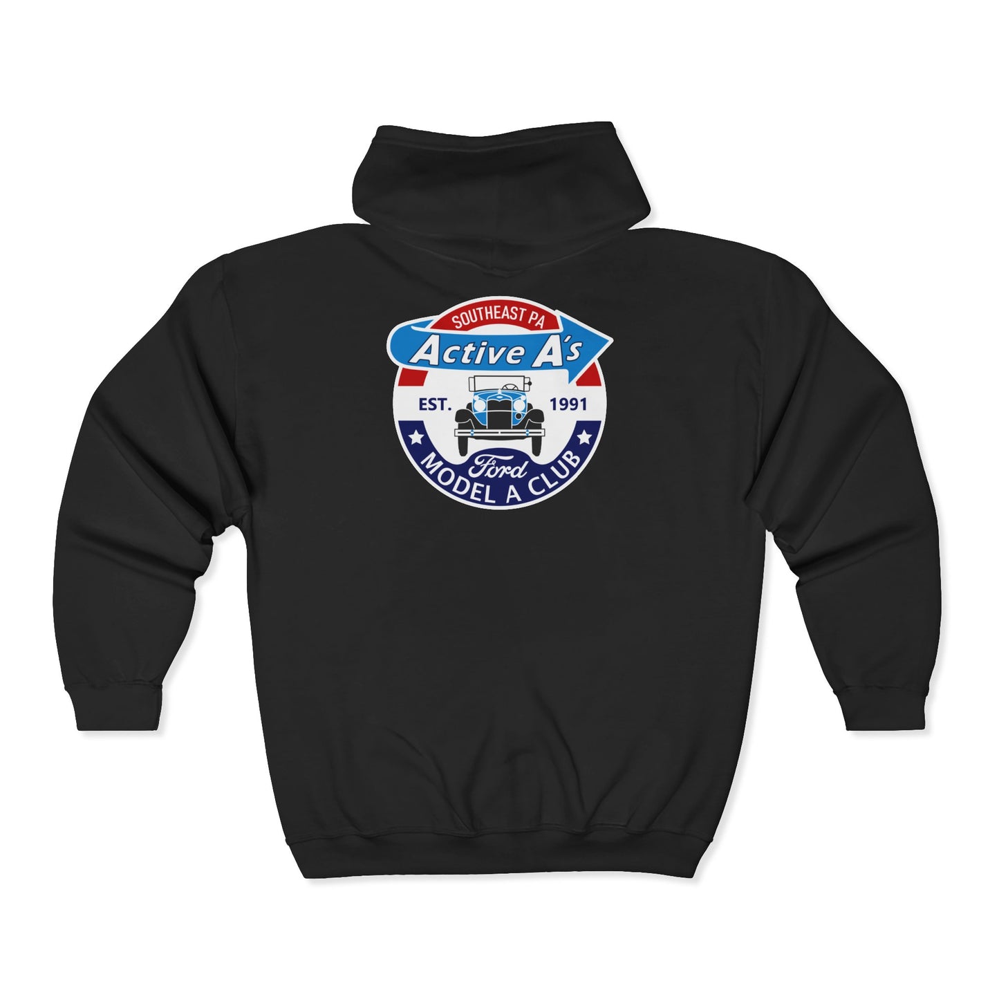 Active A's Ford Model A Club Zip Hoodie (Printed front and back logo)