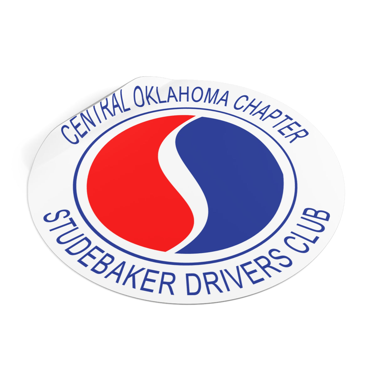 Central Oklahoma Chapter Studebaker Drivers Club Round Vinyl Sticker - Great for Windshields!
