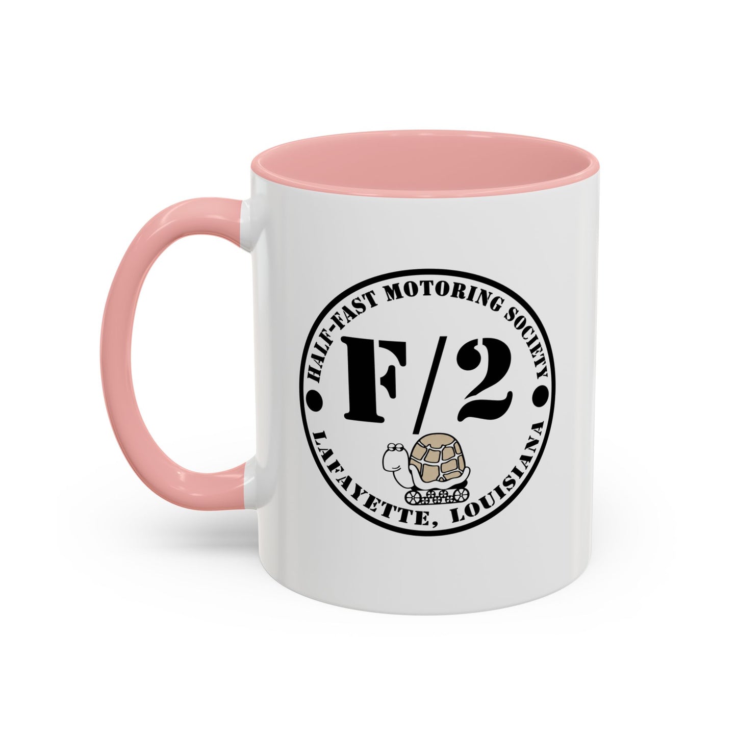 F/2 Half-Fast Motoring Society Accent Coffee Mug — Lafayette, Louisiana Emblem (11/15oz)