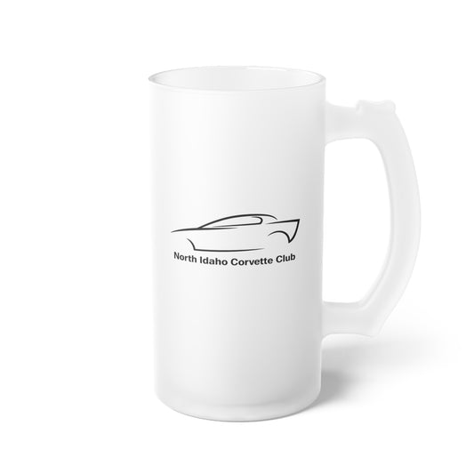 North Idaho Corvette Club Frosted Glass Beer Mug — Classic Frosted Pint Mug for Cold Beer & Cocktails