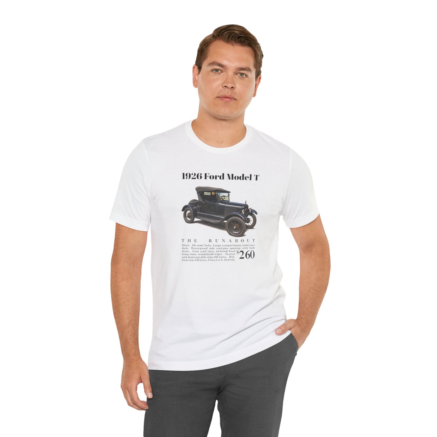 1926 Ford Model T Runabout Vintage Car Tee — Unisex Jersey Short Sleeve Tee