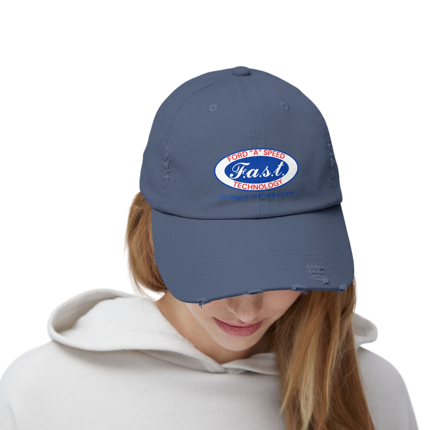 F.a.s.t. Ford "A" Speed Technology Unisex Distressed Cap - Vintage Fast Ford Logo Hat