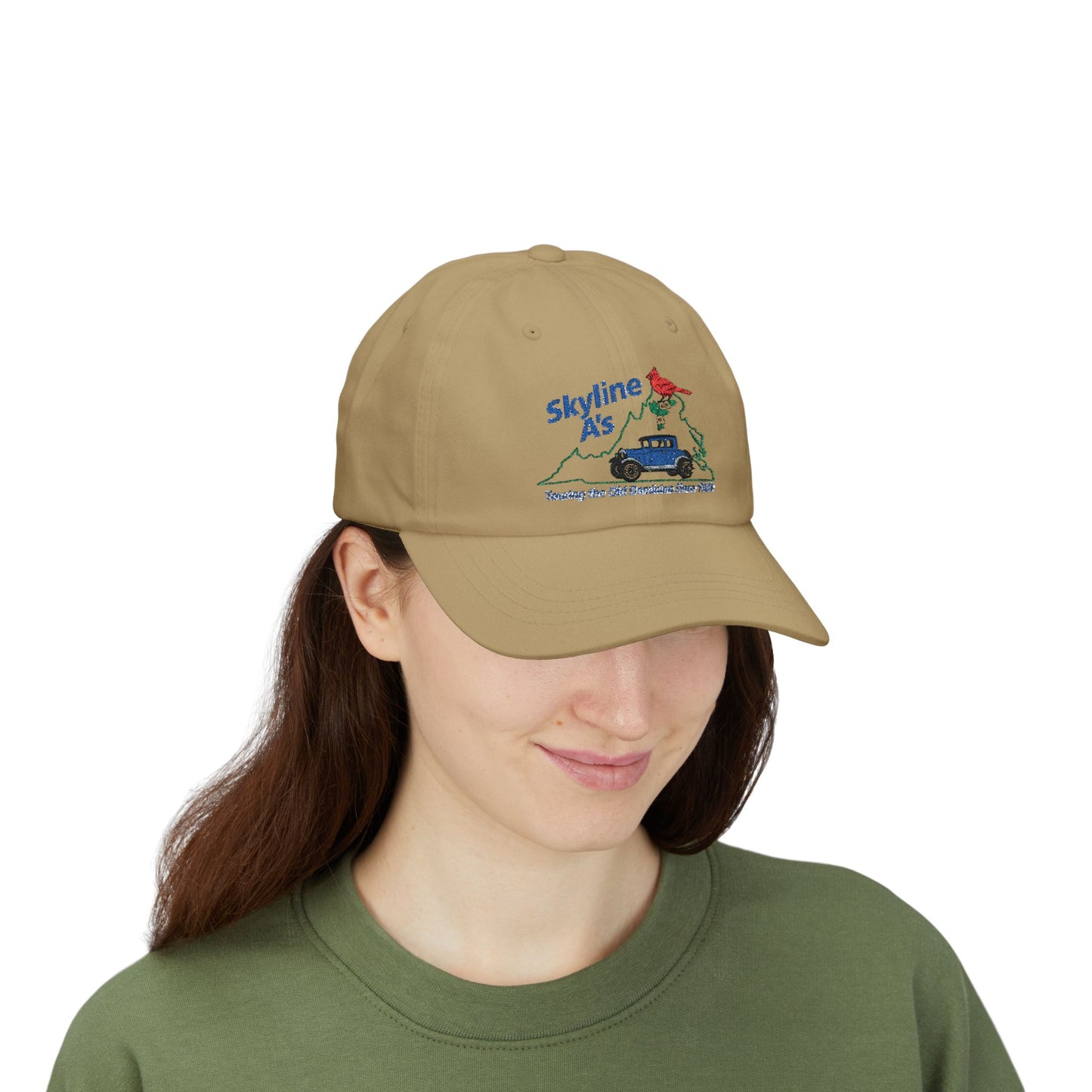 Skyline A's Embroidered Dad Hat — Vintage Car & Cardinal Design