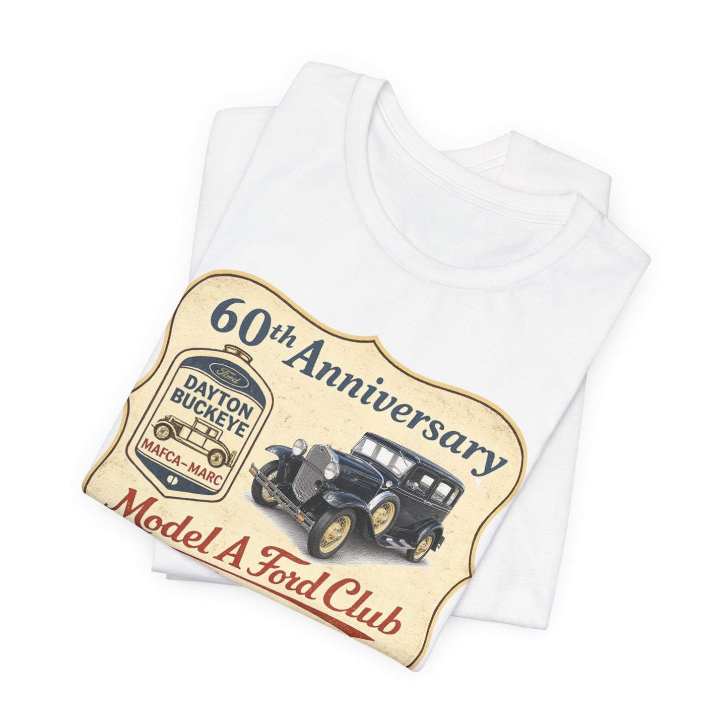 Dayton Buckeye Model A Ford Club 60th Anniversary Tee (LTG) - Unisex Jersey Short Sleeve Tee