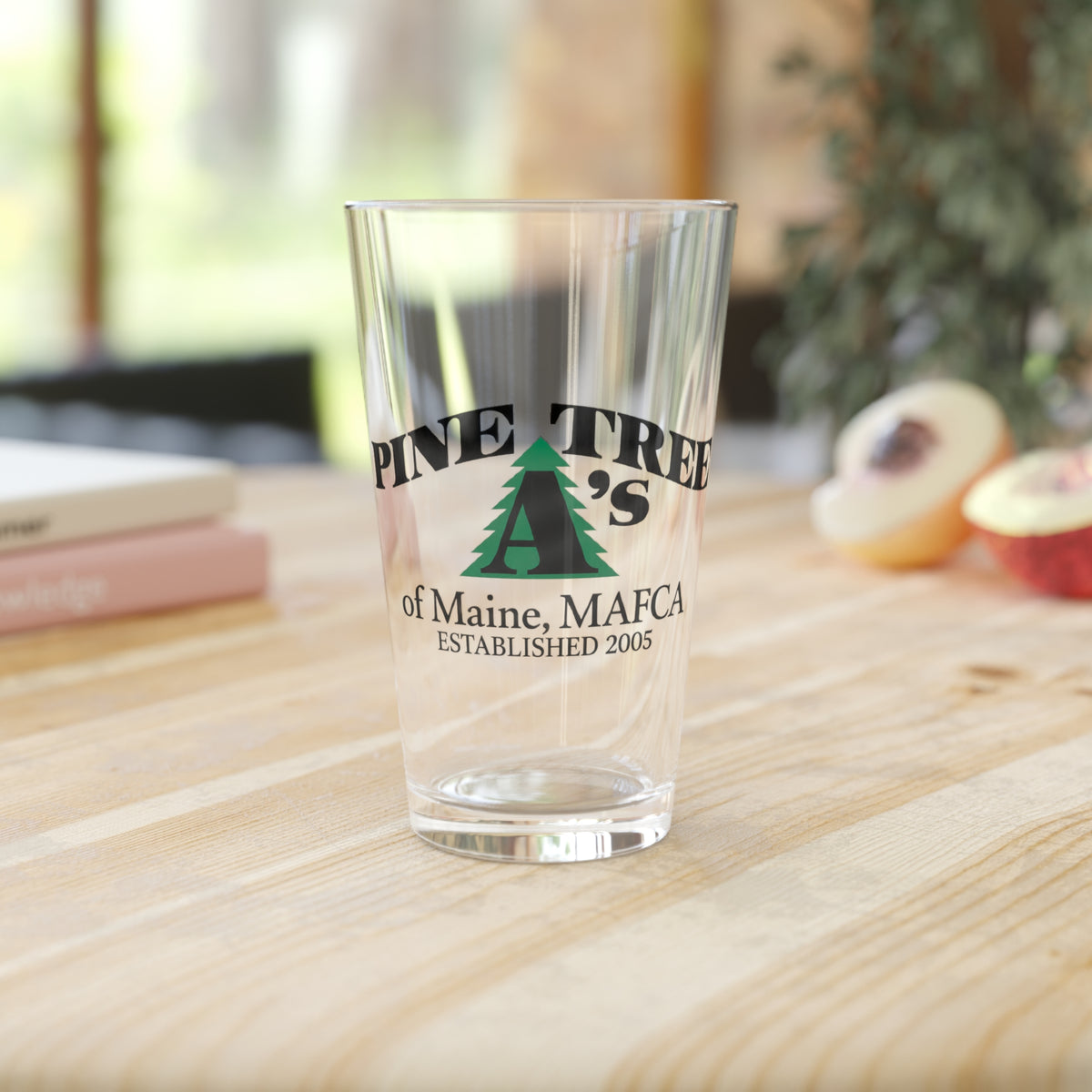 Pine Tree A's of Maine, MAFCA Pint Glass — Pine Tree A's Logo 16oz Glass