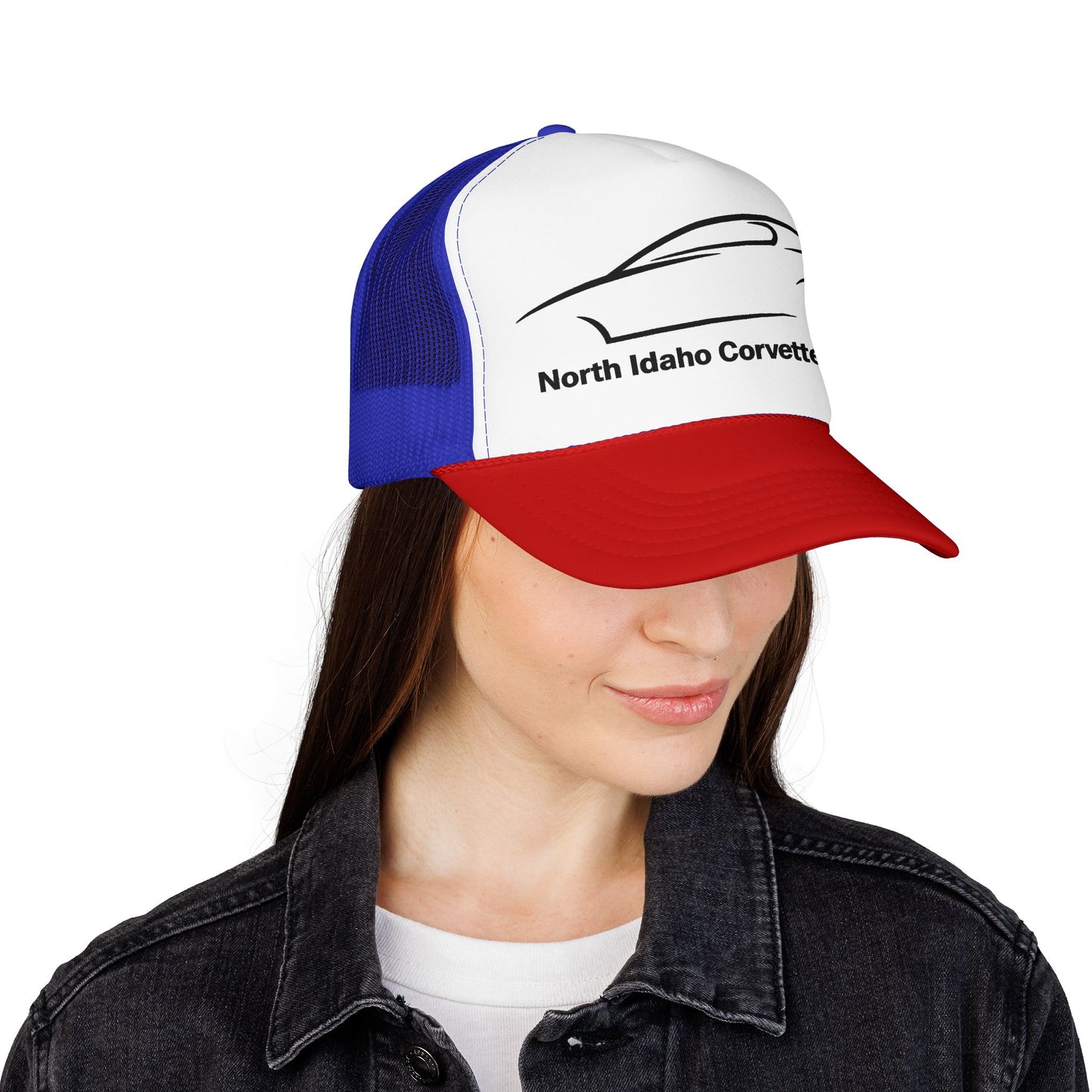 North Idaho Corvette Club Printed Trucker Hat – Classic Car Outline Foam Cap