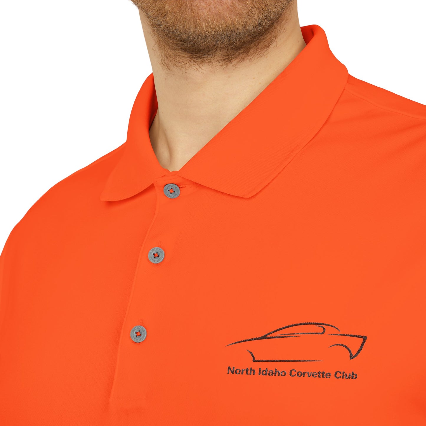 North Idaho Corvette Club Black Embroidered Polo — adidas Unisex Performance Polo
