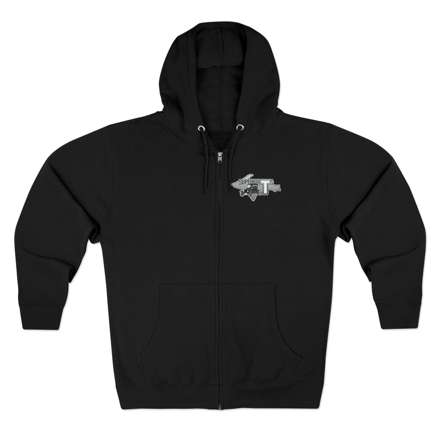 Superior T's Zip Hoodie — Front and back logos