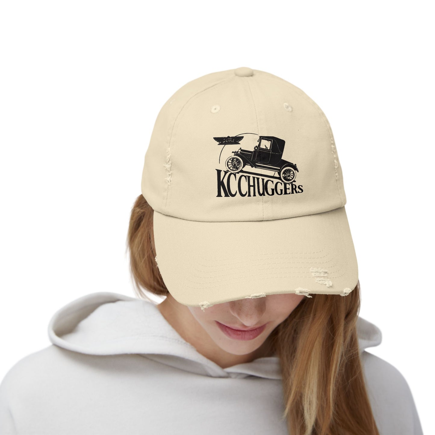 Distressed Baseball Cap — Vintage Car KC Chuggers Logo