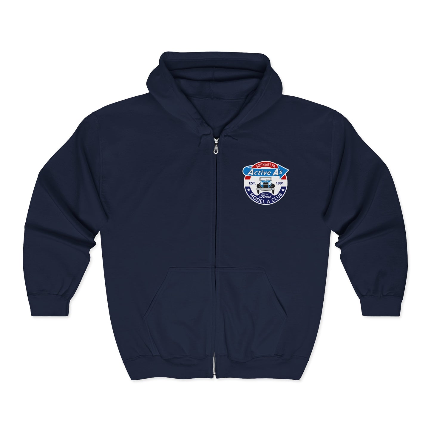 Active A's Ford Model A Club Zip Hoodie (Printed front and back logo)