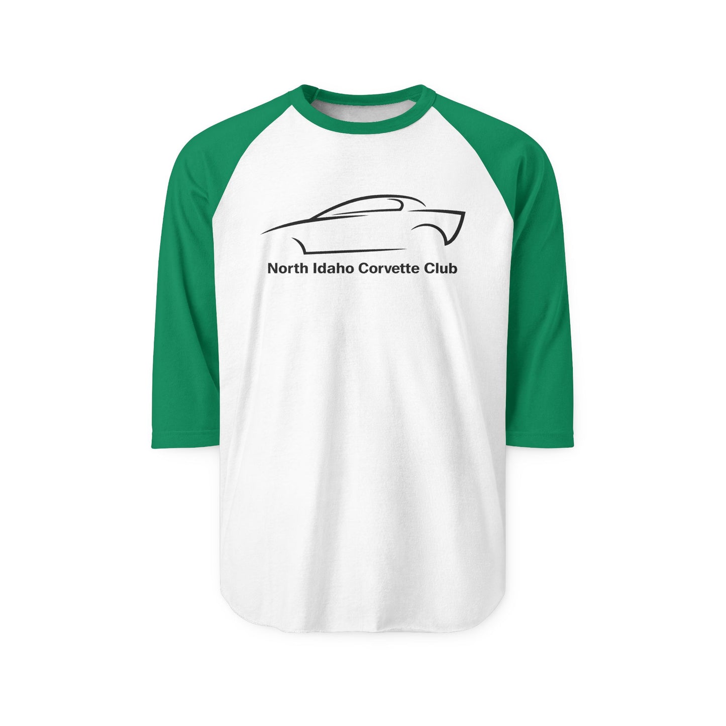 North Idaho Corvette Club Raglan Shirt — 3/4 Sleeve Car Club Tee