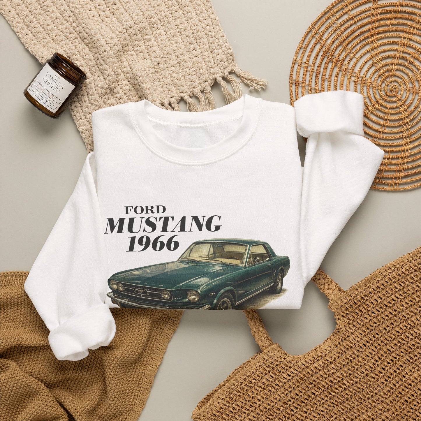 1966 Ford Mustang Sweatshirt — Vintage Classic Car Crewneck (Rick C)