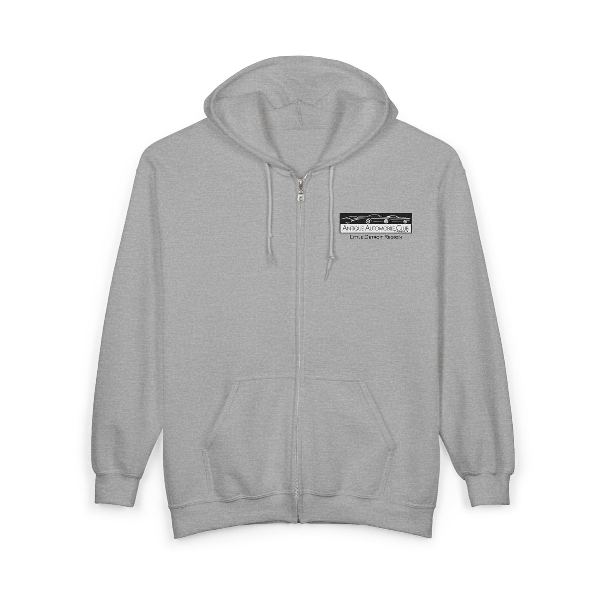 Little Detroit Region AACA North Carolina Full-Zip Hoodie — Small Front Logo and Large Back Logo