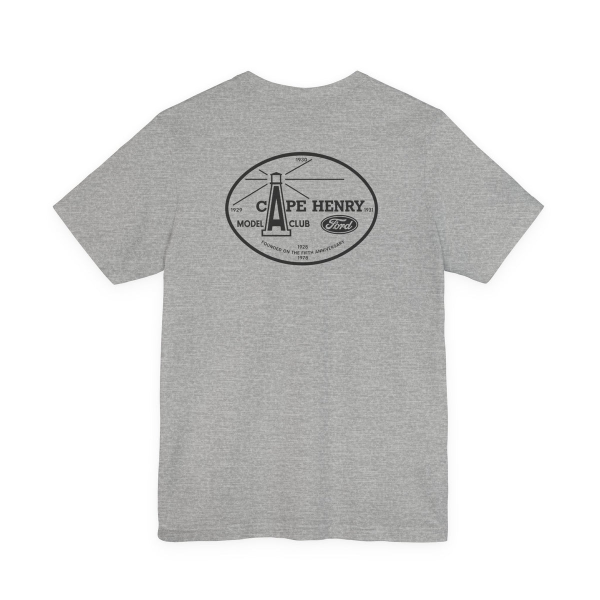 Cape Henry Model A Club Unisex Soft Short Sleeve Tee - Front and Back Logos