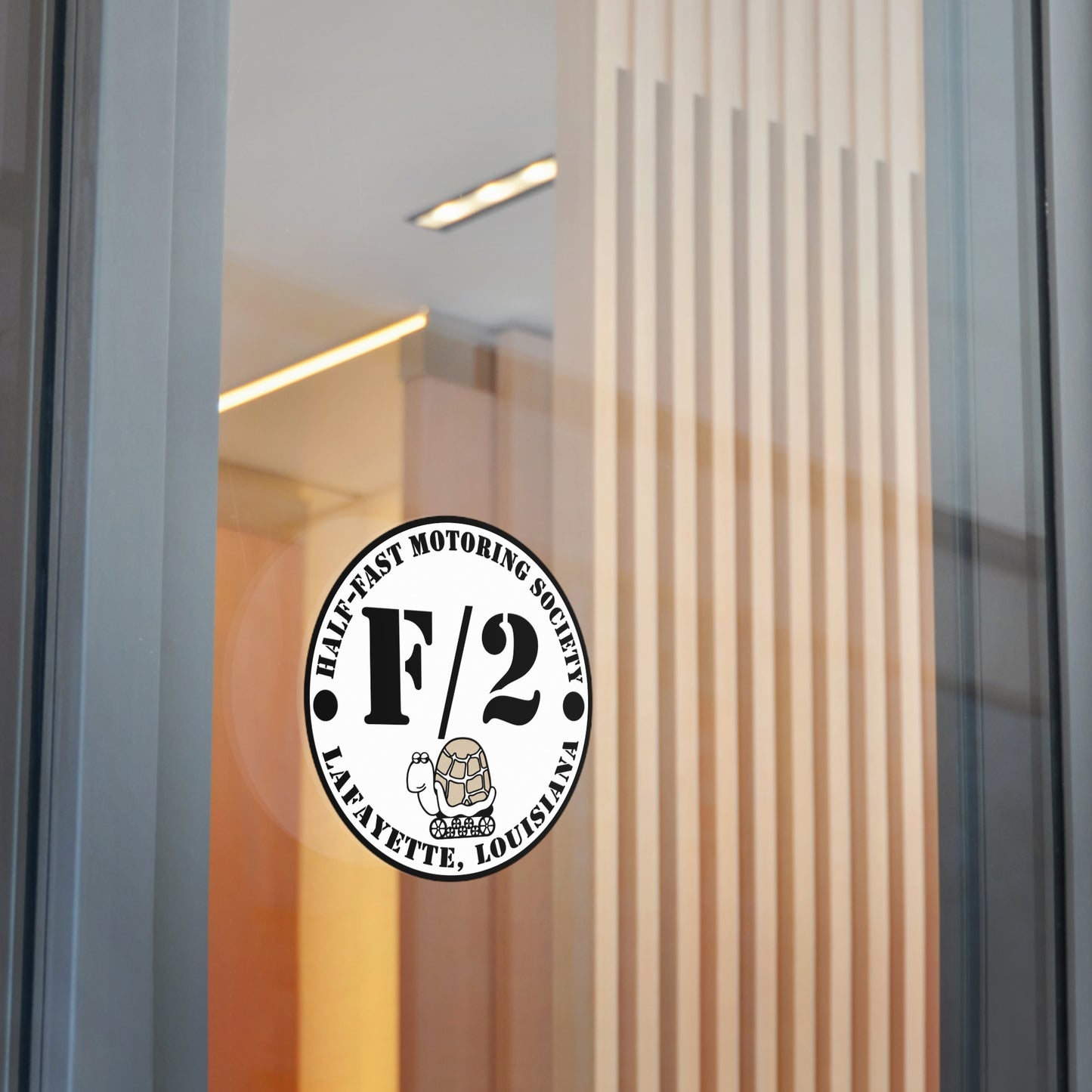 Half-Fast Motoring Society Round Sticker — Lafayette Louisiana