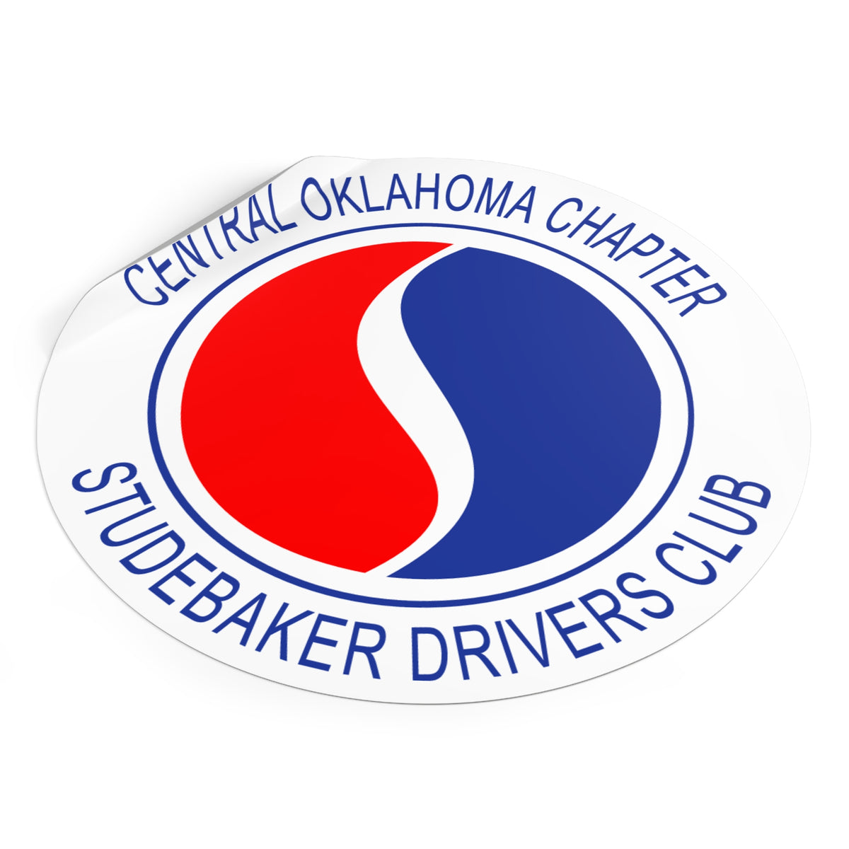Central Oklahoma Chapter Studebaker Drivers Club Round Vinyl Sticker - Great for Windshields!