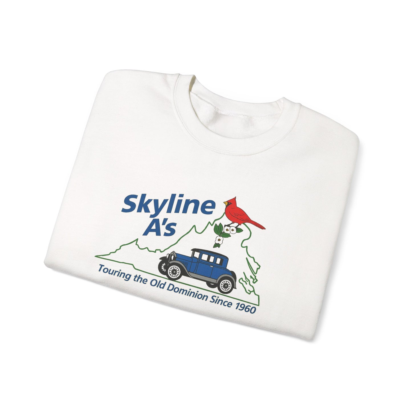 Skyline A's Crewneck Sweatshirt – Vintage Roadtrip Cardinal Tour Design