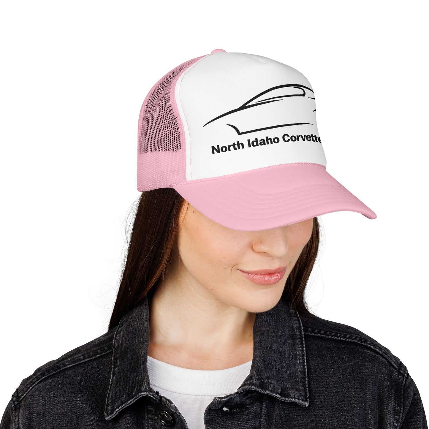 North Idaho Corvette Club Printed Trucker Hat – Classic Car Outline Foam Cap