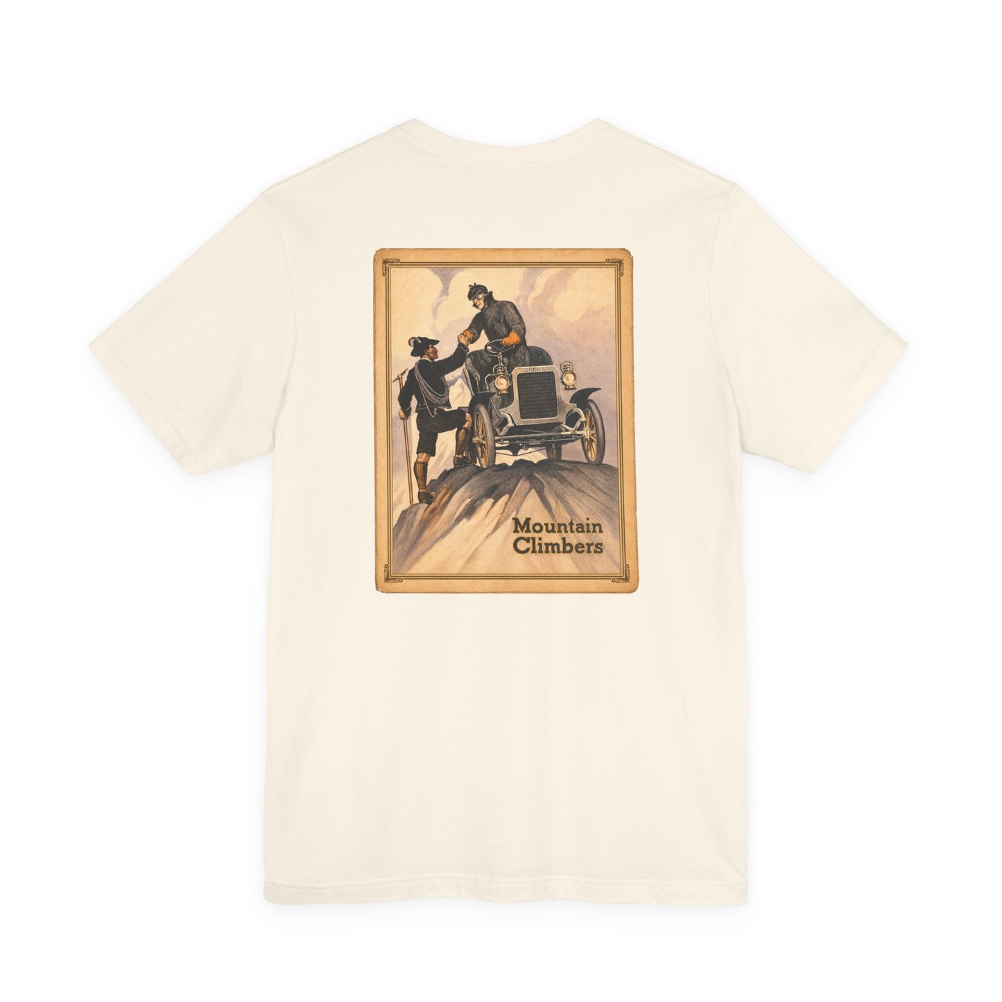 REO Lansing Michigan Mountain Climbers Tee — Unisex Soft Short Sleeve Tee
