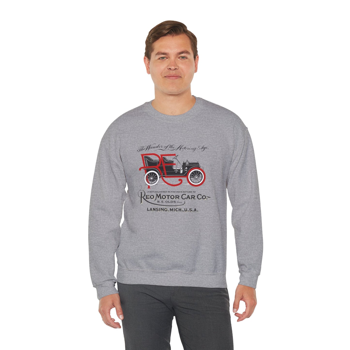 REO Motor Car Co. Crewneck Sweatshirt "The Wonder of the Motoring Age!"