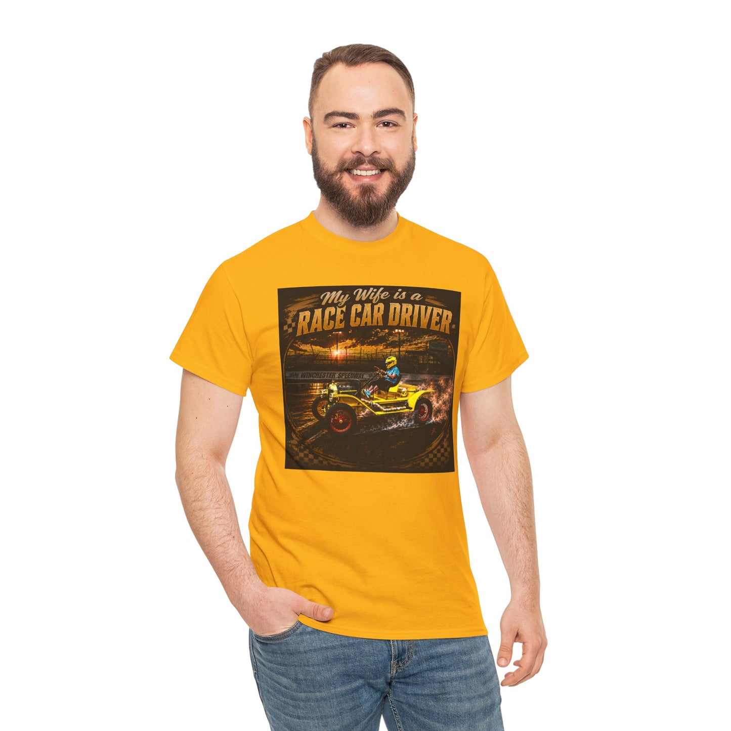 Race Car Driver Queen T-Shirt — "My Wife Is a Race Car Driver" Vintage Racing Tee