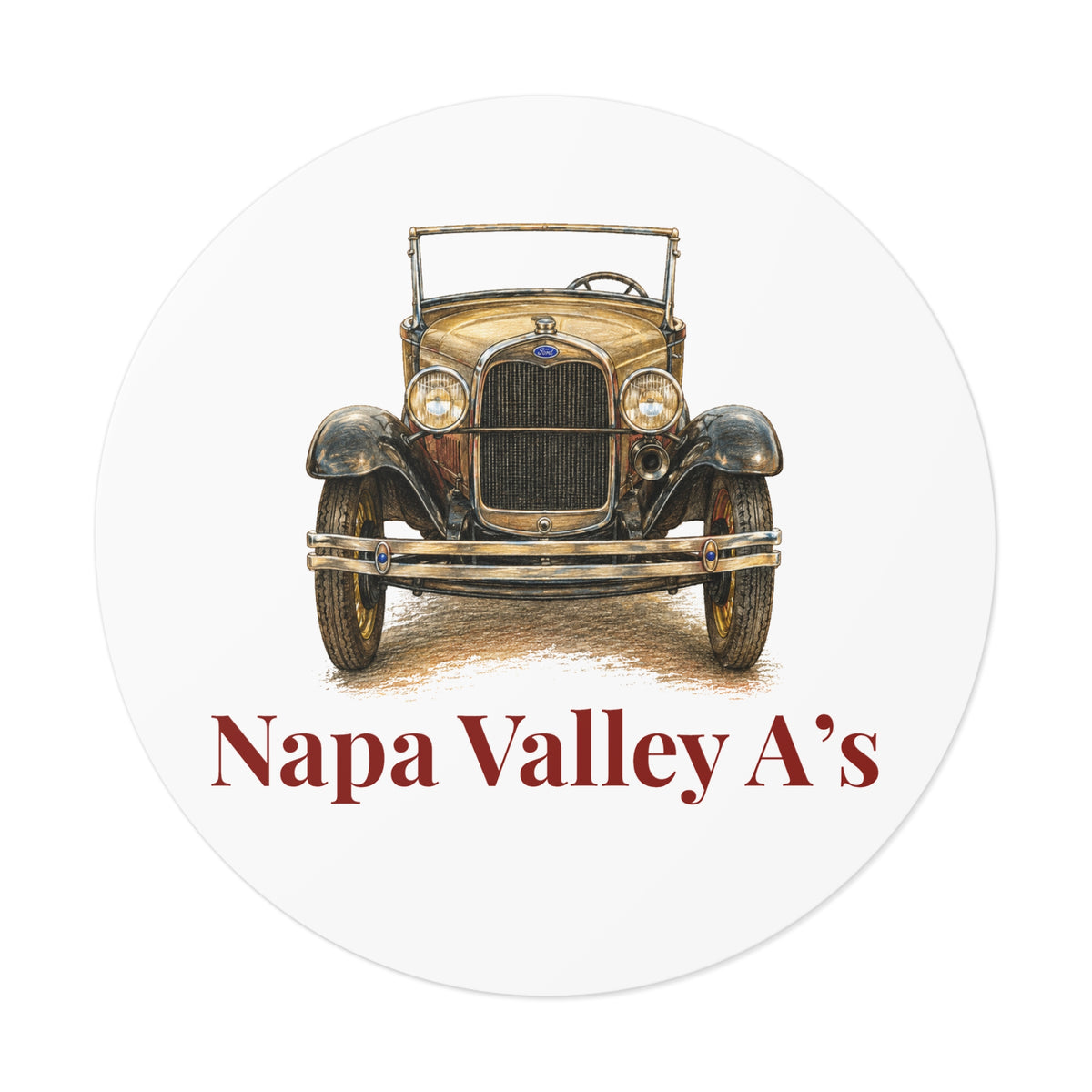 Napa Valley A's Round Vinyl Sticker — Great for Windshields!