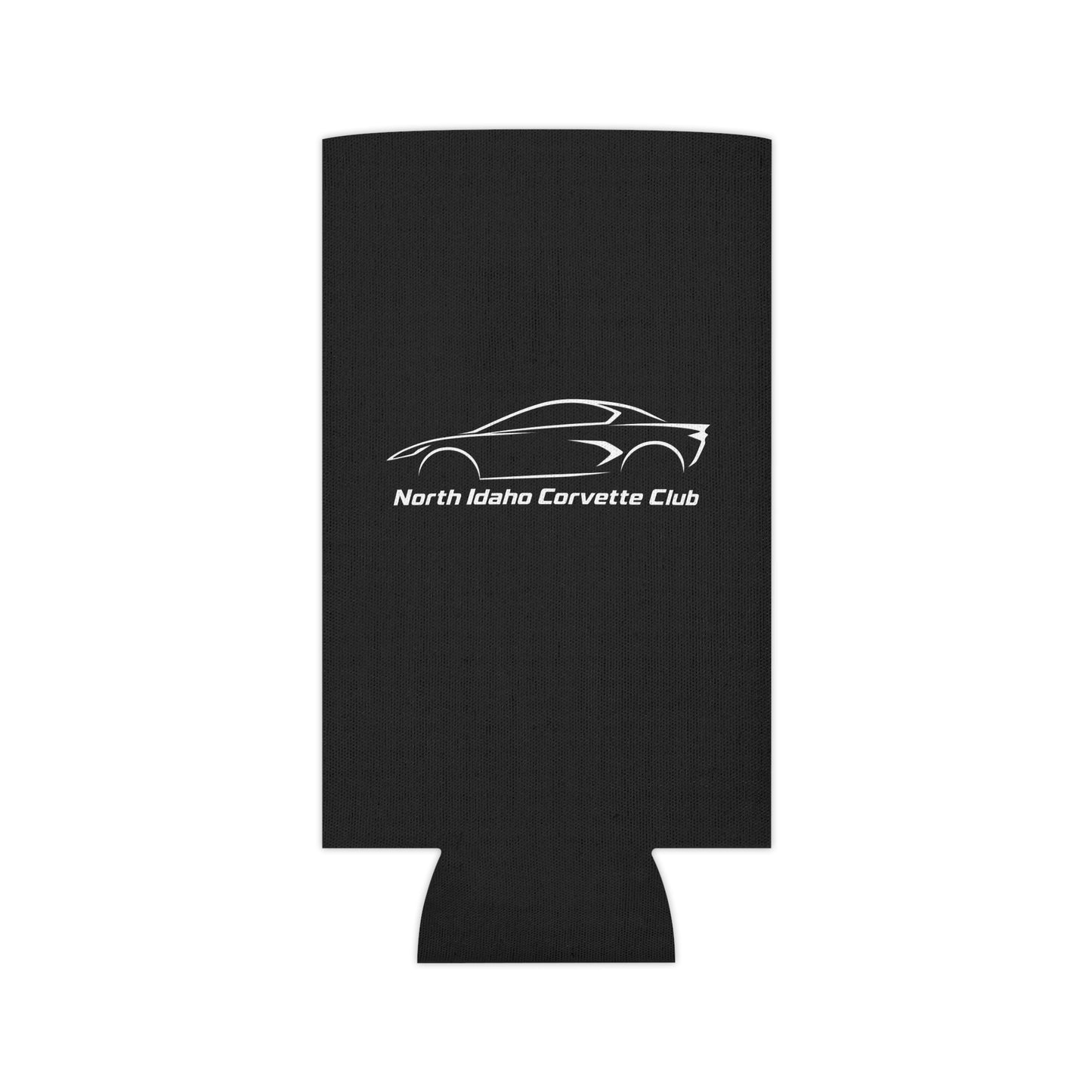 North Idaho Corvette Club Can Cooler — Black Neoprene Drink Koozie