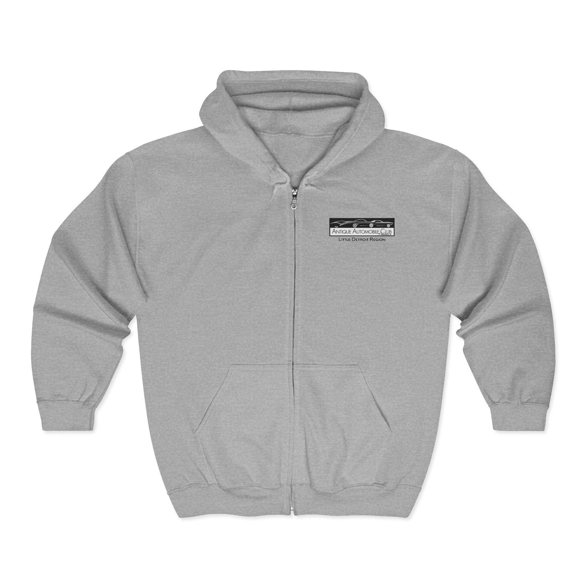 Little Detroit Region AACA North Carolina Full-Zip Hoodie — Small Front Logo and Large Back Logo