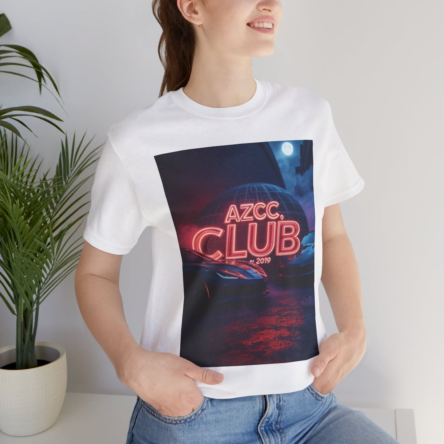 AZCC Club Neon Car T-Shirt — Retro Night Cruise Graphic Tee