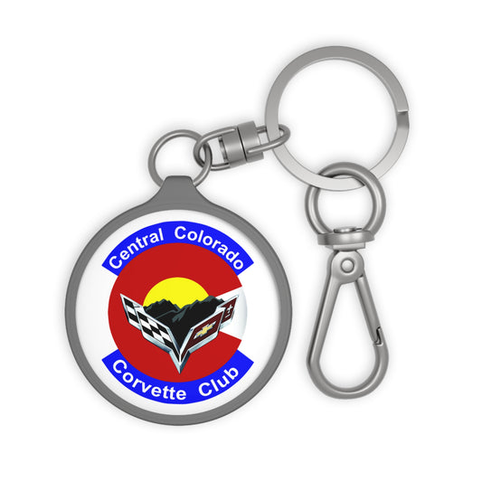 Central Colorado Corvette Club Keyring Tag — Round Metal Car Club Keychain