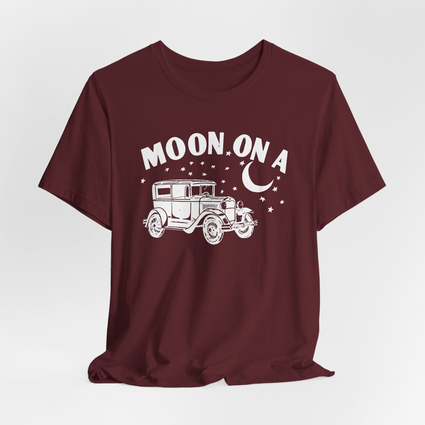 Moon On A Vintage Car T-Shirt — Retro Moon Graphic Tee