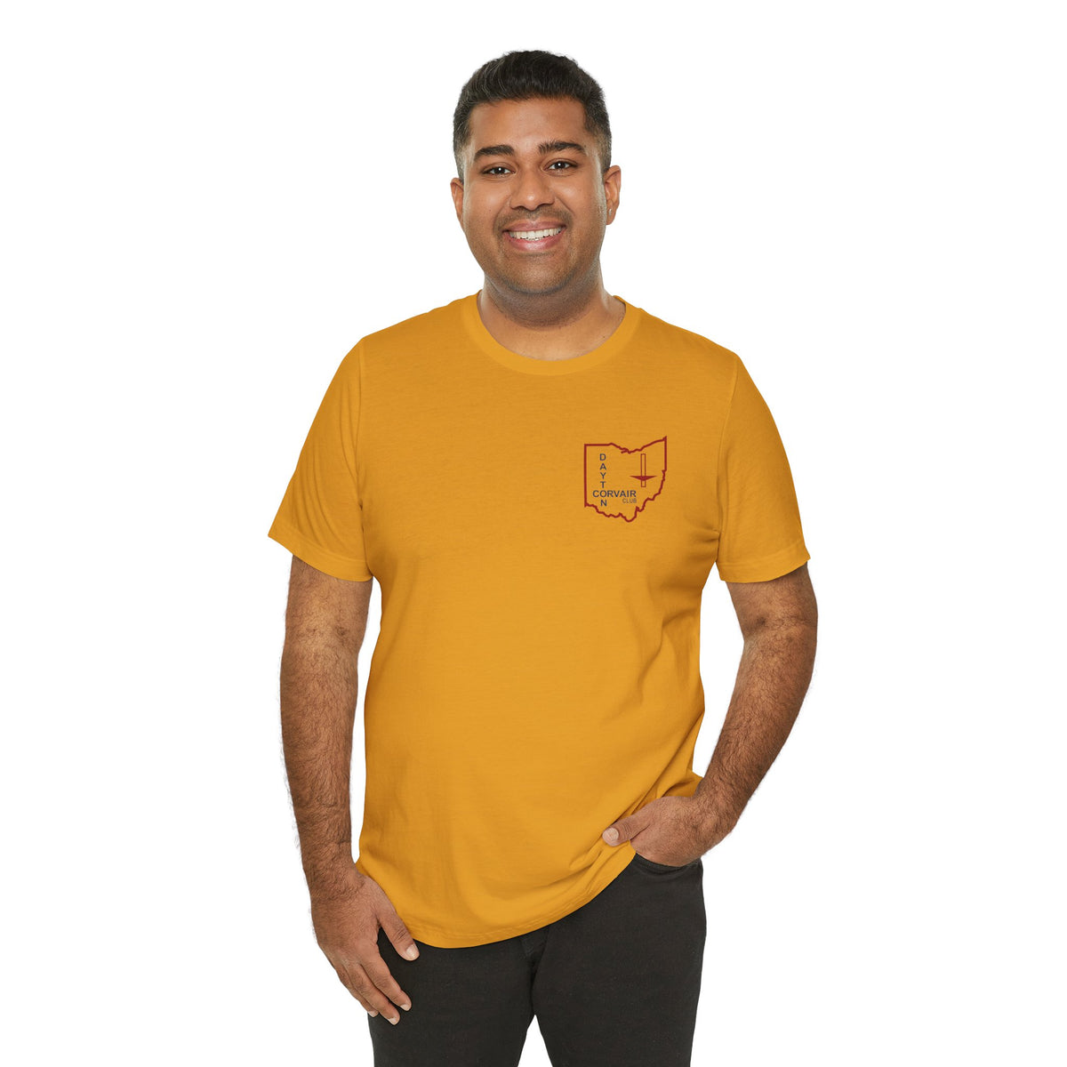 Dayton Corvair Club T-Shirt Unisex Jersey Short Sleeve Tee - Front and Back Logos