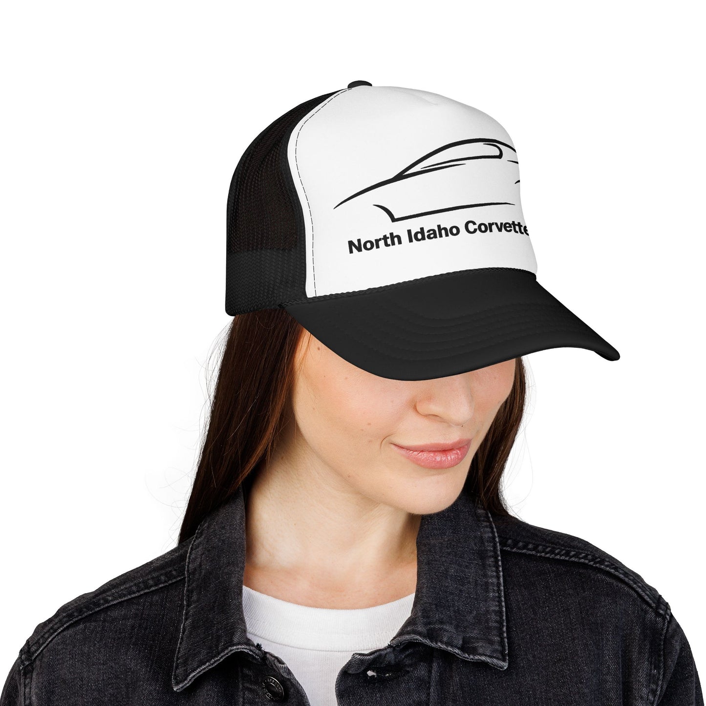 North Idaho Corvette Club Printed Trucker Hat – Classic Car Outline Foam Cap