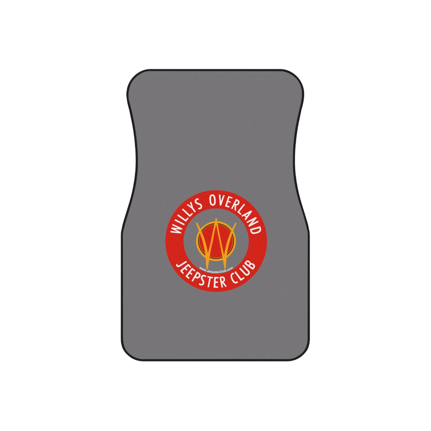 Willys Overland Jeepster Club Front Car Floor Mats — Custom Gray Logo Set (2)