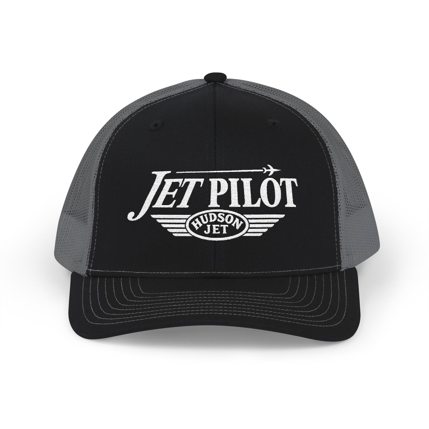 Jet Pilot Embroidered Snap Back Trucker Cap — Richardson 112 Snapback Hat