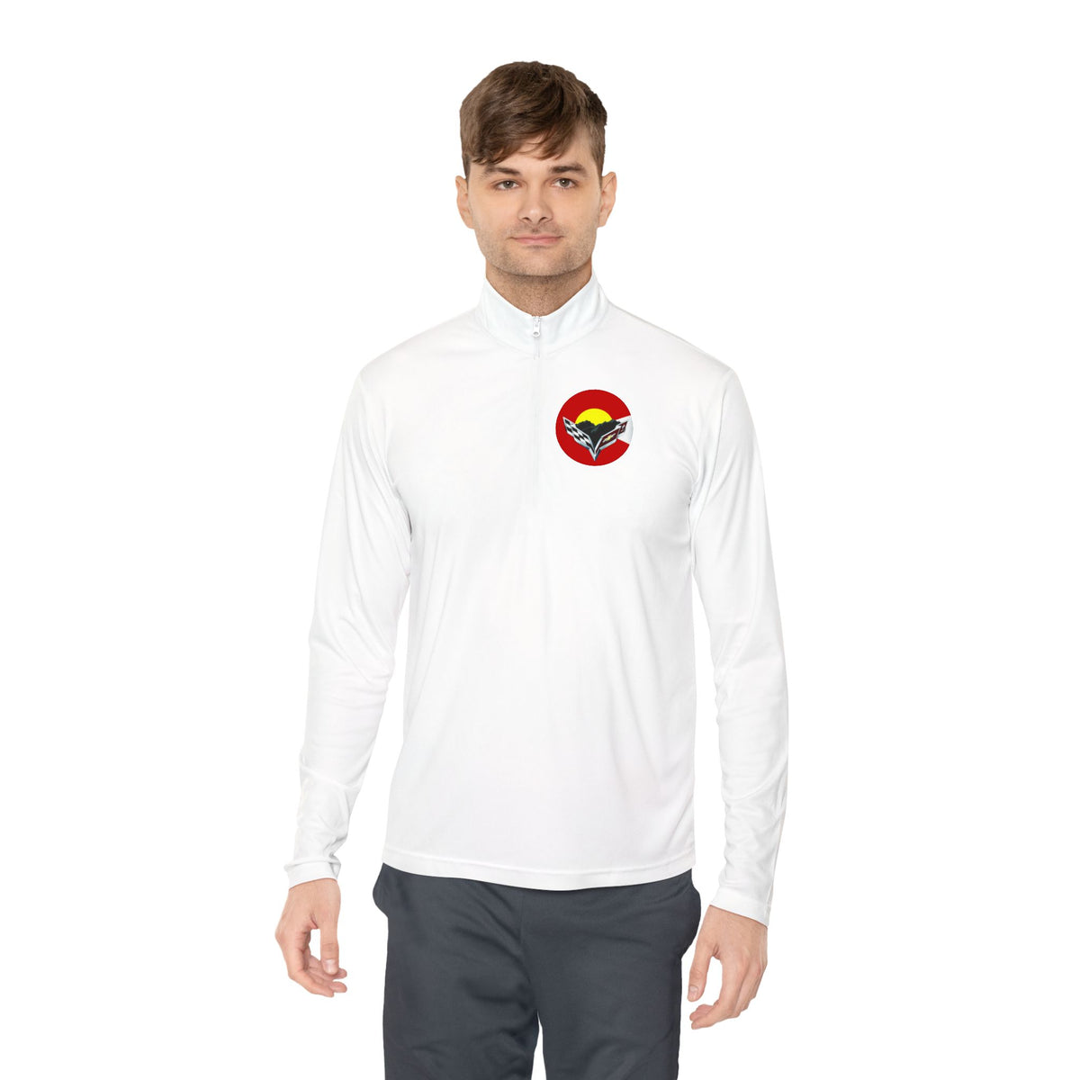 Central Colorado Corvette Club Quarter-Zip Pullover — Printed Direct to Film Logos on Front and Back
