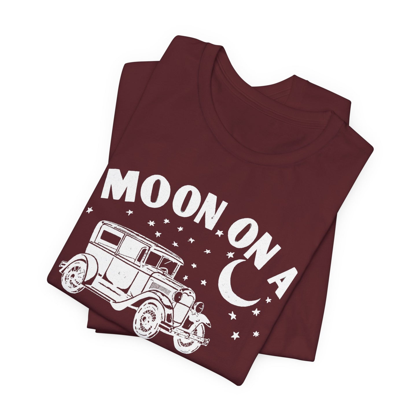 Moon On A Vintage Car T-Shirt — Retro Moon Graphic Tee
