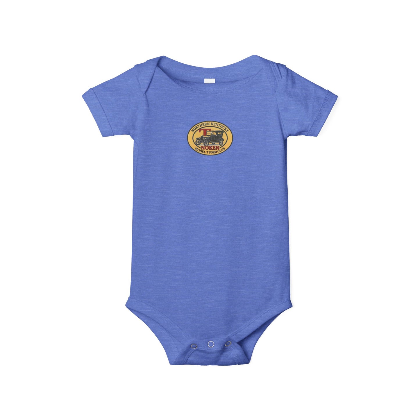 Infant Onesie with NoKen Model T Club logo - Baby Adventure Bodysuit